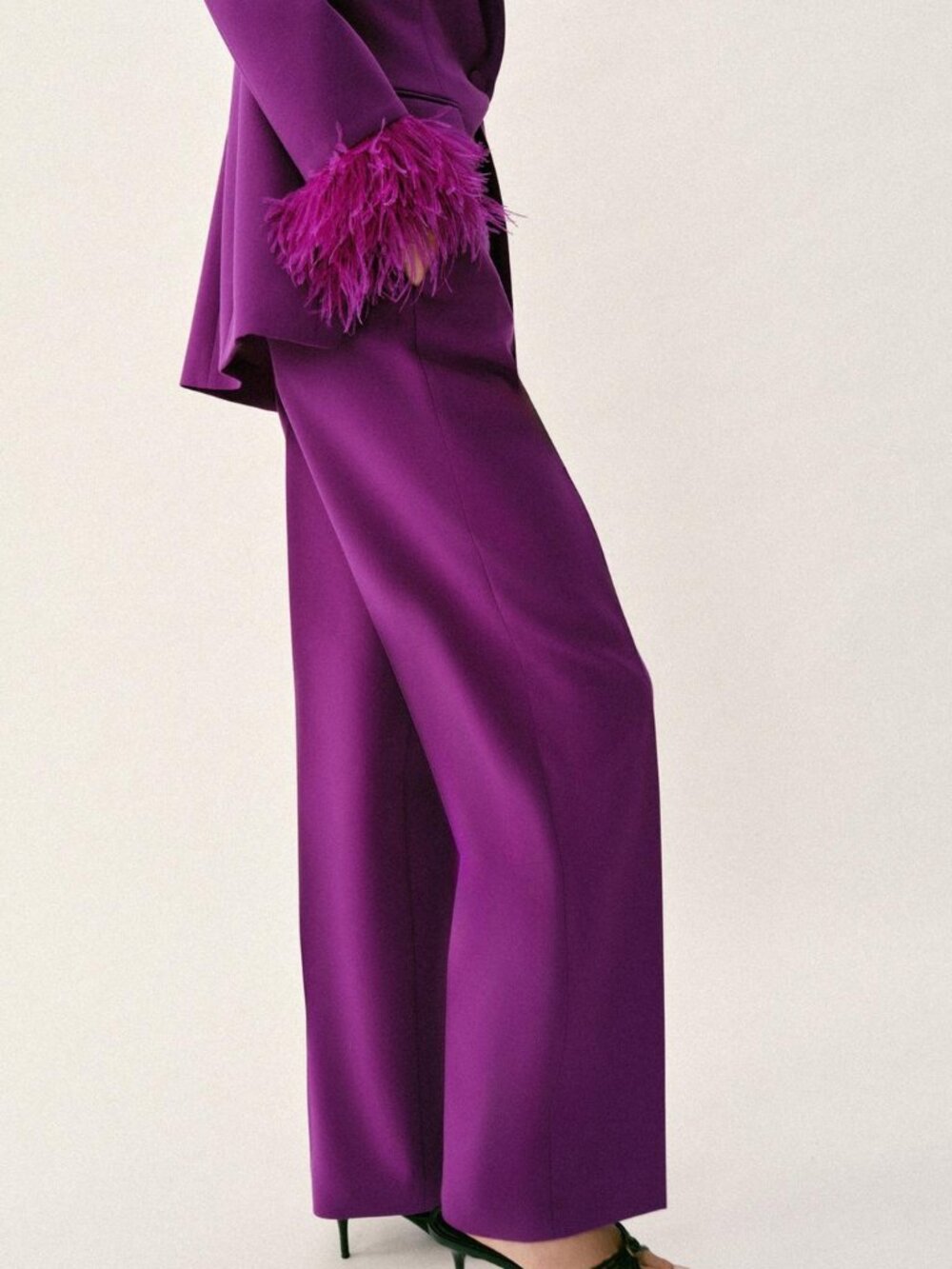 Zara  Purple Low Rise Straight Leg Pants, XS